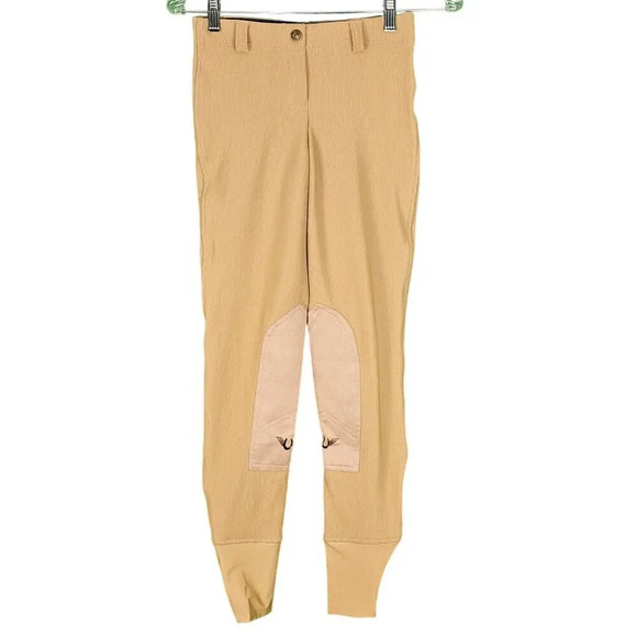NWT Tuff Rider Womens Beige Ribbed Low Rise Pull‎ On Equestrian Riding Pants 24 - Picture 1 of 7